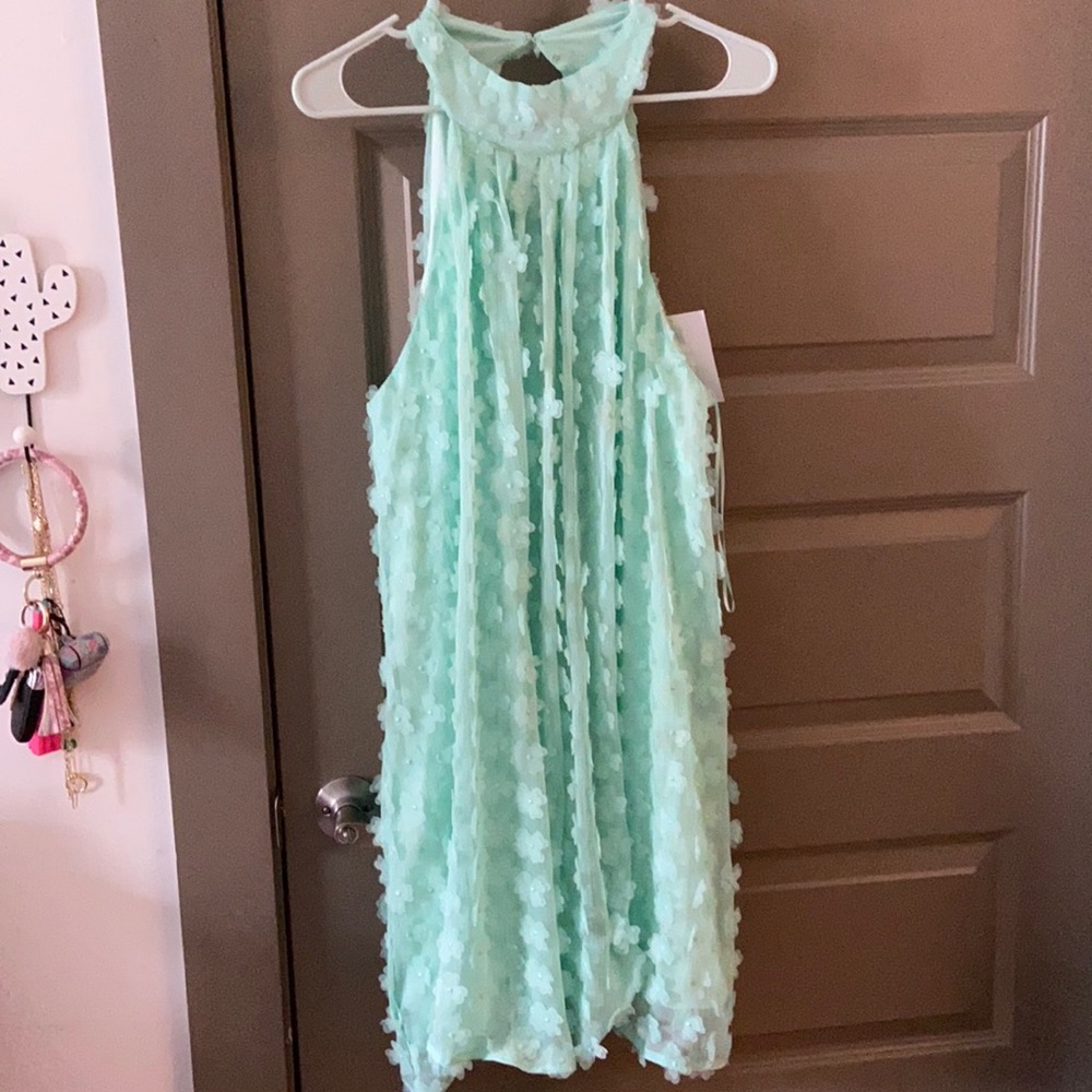 NWT Belle Badgley Mischka Halter Mint Dress